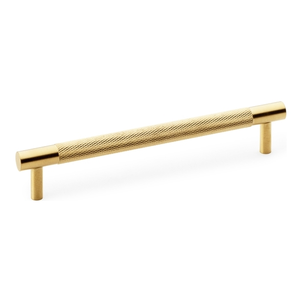 AW810-160-SBPVD • 160mm c/c • Satin Brass • Alexander & Wilks Brunel Knurled T-Bar Cupboard Handle